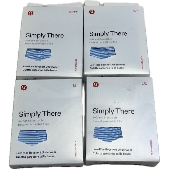 Lululemon Simply There Low-Rise Boyshort Underwear XS S Blue Striped Soft & Brea - Picture 1 of 1
